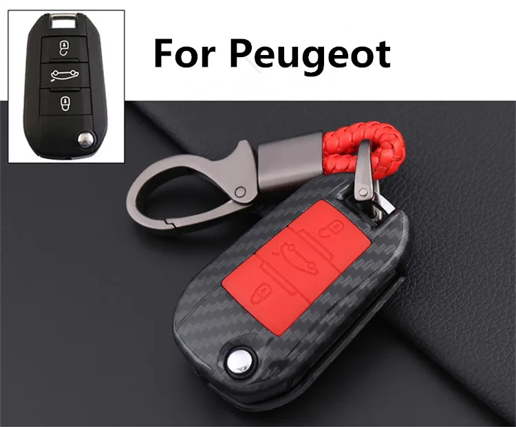 

Carbon Fiber Car key case cover Fob for Citroen C4L CACTUS C5 C3 C6 C8 Picasso Xsara Peugeot 3008 308 RCZ 508 408 2008 Fold key