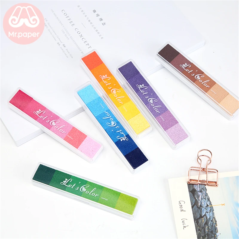 Mr Paper 6 Colors Gradual Change Colorful Long Inkpad Handmade DIY Craft Oil Based Inkpad Rubber Stamp Paper Scrapbooking Inkpad 2 Mr Paper 6 Colors Gradual Change Colorful Long Inkpad Handmade DIY Craft Oil Based Inkpad Rubber Stamp Paper Scrapbooking Inkpad 2