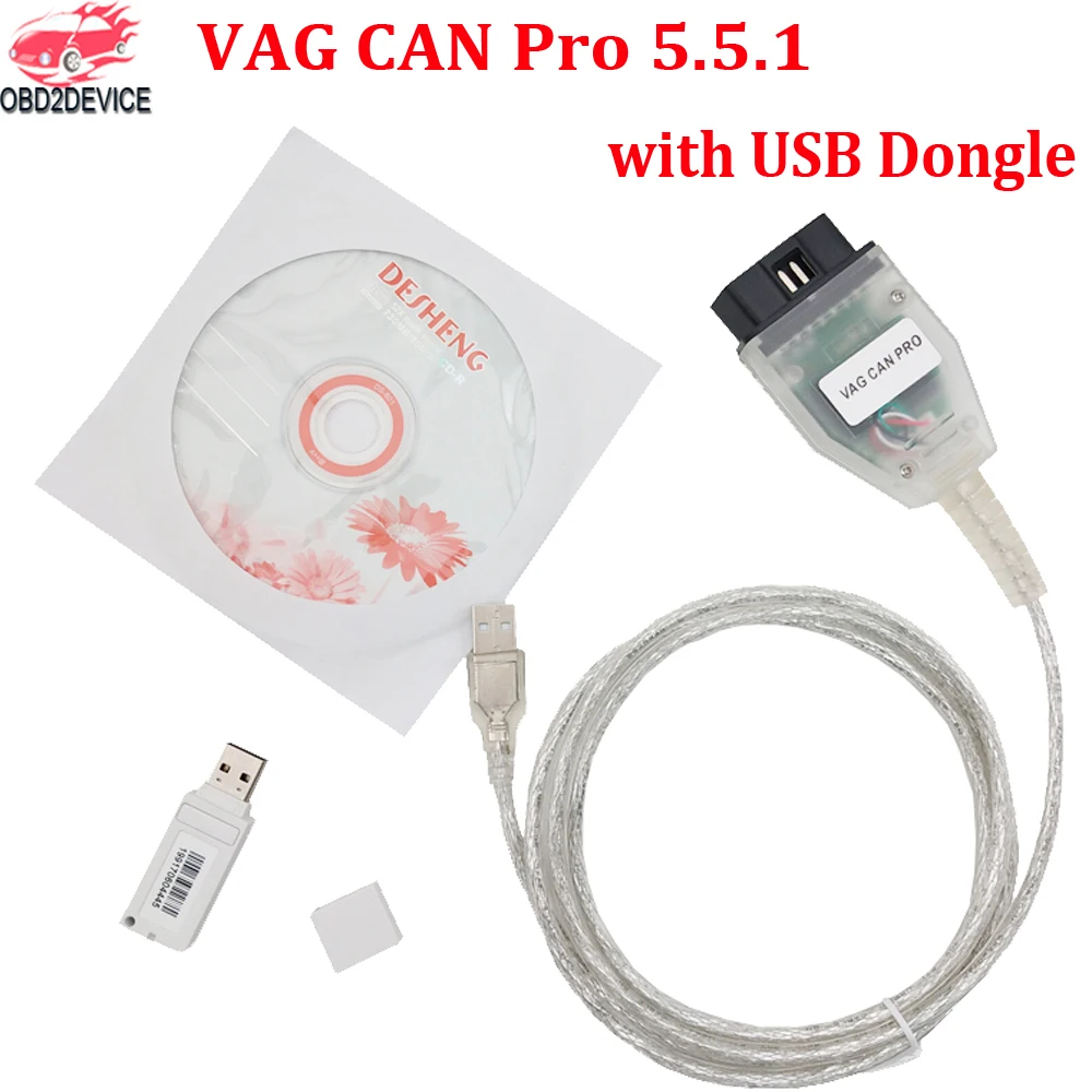 

VAG CAN PRO 5.5.1 CAN BUS UDS K-line OBD2 Diagnostic Tool Software V5.5.1 VAG OBD VCP Scanner with USB Dongle