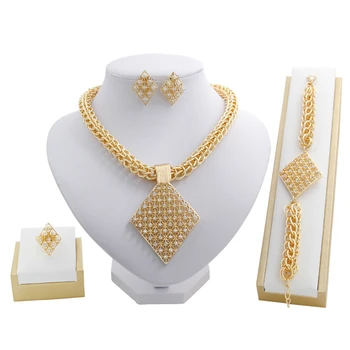 

2018 Women Fashion Jewelry Earrings Ring Necklace Jewelry Sets Charm Bracelet Jewelry African Wedding Bride Gold Jewelry