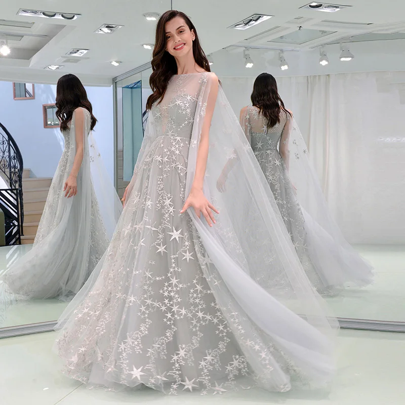 Tanpell off the shoulder evening dress gray lace floor length a line gown women prom formal plus custom long evening dresses Tanpell off the shoulder evening dress gray lace floor length a line gown women prom formal plus custom long evening dresses