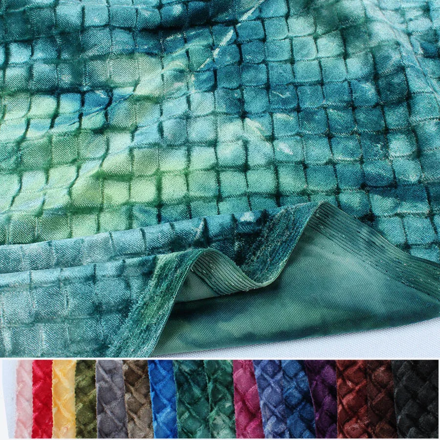 Ромбическая эластичная бархатная ткань высокого качества, вязанный бархат для изготовления обуви шириной 160 см