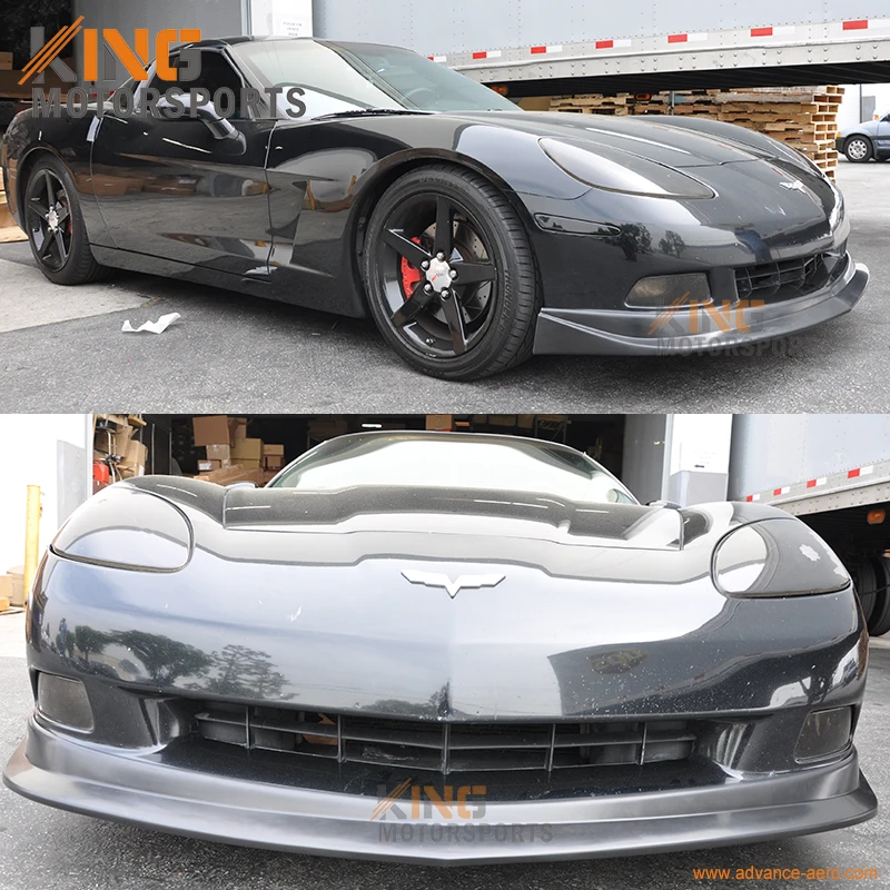 Подходит для 2005 2006 2007 2008 2009 2010 2011 2012 2013 CHEVY CORVETTE C6 V стиль передний бампер спойлер обвес из искусственной кожи