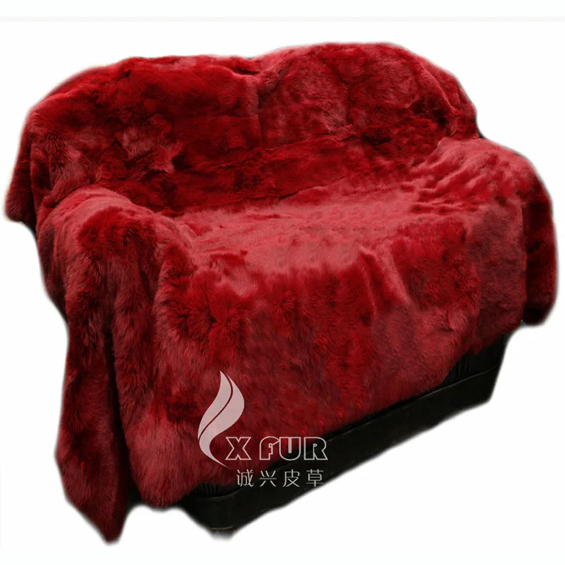 

CX-D-08F Customed Natural Color Rabbit Fur Blanket ~ DROP SHIPPING