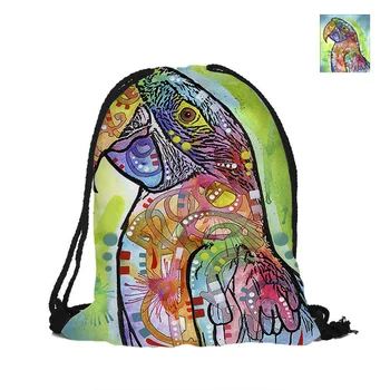 

Parrot Printing Drawstring Backpack For Beach School Shopping Fashion Polyester Bags Women Men Pouch Backpacks Shoulder Bag