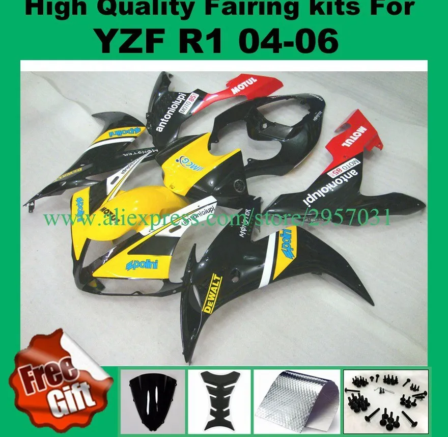 Бесплатные Винты + подарки литья под давлением для Yamaha YZF-R1 2004 2005 2006 YZF R1 YZF1000 желтый
