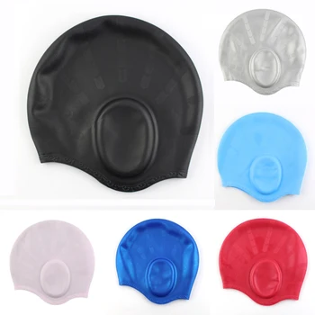 

New Silicone Gel Waterproof Ear Cup Long Hair Protection Swimming Swim Pool Sports Swimwear Cap Hats for Men Women Ladies Adults