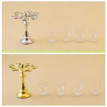 Мини кукольный домик Ремесла модели аксессуары высокого класса стойки с четырьмя красными винными серебристыми двухцветными отборными