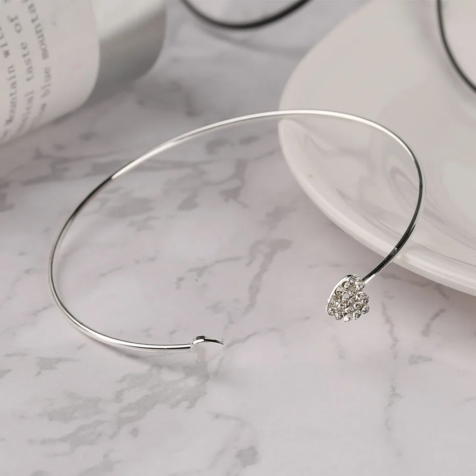Fashion High Quality Double Heart Bracelet Crystal Love Opening Bracelet Bangles Female Accessories for Gift (18)