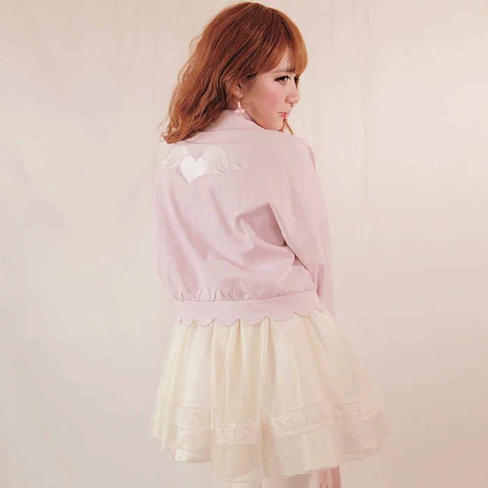 

Милая куртка принцессы Лолита Bobon21 эксклюзивный дизайн ангел любовь крылья вышивка лепестки Потертая джинсовая куртка C1170