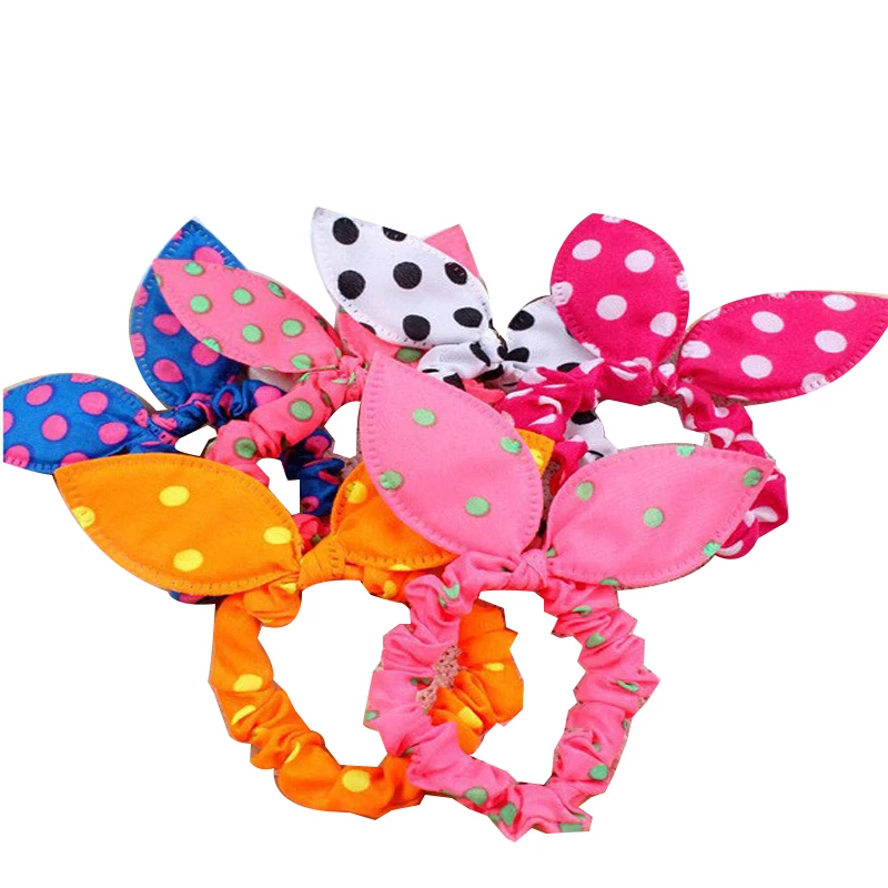 8Pcs Styling Tools For Hair Braid Polka Fabric Dot Trip Care Hair Bands Elastic Ring Trinkets Rabbit Ears Tie Hair Accessories