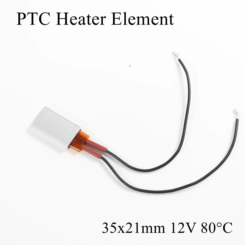 

35x21mm 12V 80 Degree Celsius Aluminum PTC Heater Element Constant Thermostat Thermistor Air Heating Sensor With Shell 35*21mm