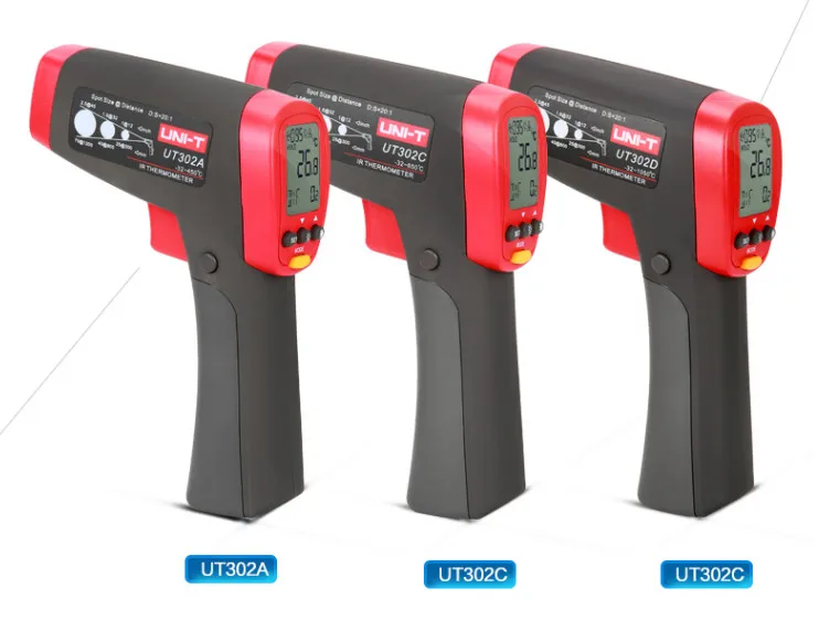 

UNI-T UT302A UT302C UT302D Professional LCD Non-Contact Infrared IR Laser Digital Thermometer Temperature Range -32C -450C