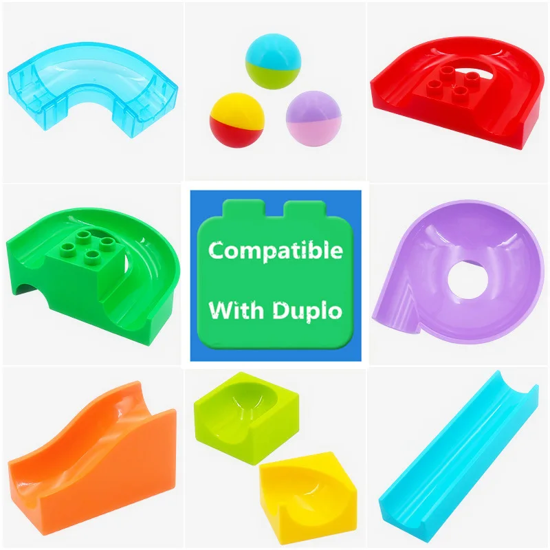 

Big Size Diy Building Block Happy Tube Track Ball Slide Accessories Compatible with Legoingly Duploed Toys for Children Gift