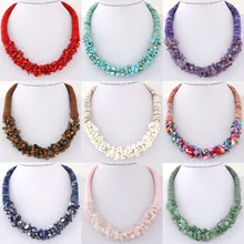 Богемное многоцветное ожерелье-чокер из натурального камня для женщин, модное массивное ожерелье с бусинами, винтажное ювелирное изделие