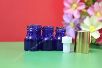 

500pcs 1ml blue roll on roller bottles for essential oils 1cc refillable perfume bottle deodorant containers with gold lid