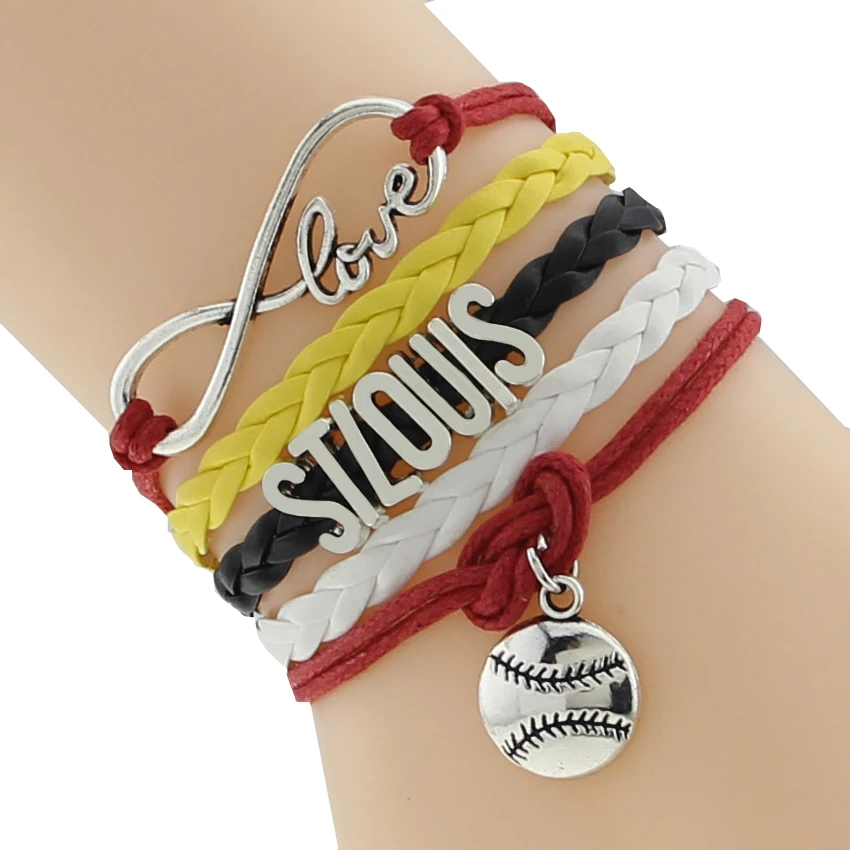 

Infinity Love STLOUIS Hockey any name any color custom leather charm bracelets & bangles Red Yellow White Black