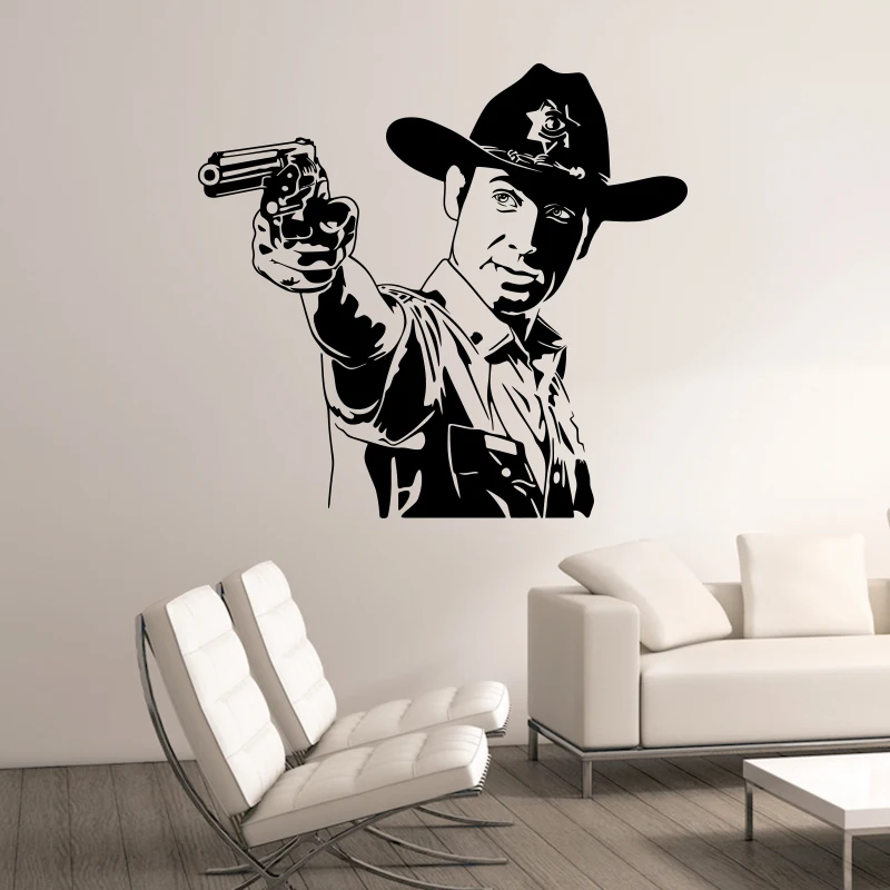 Art Design Movie Walking Dead wall sticker home decor Vinyl Rick Grimes Wall decals for kids room or living room Free Shipping