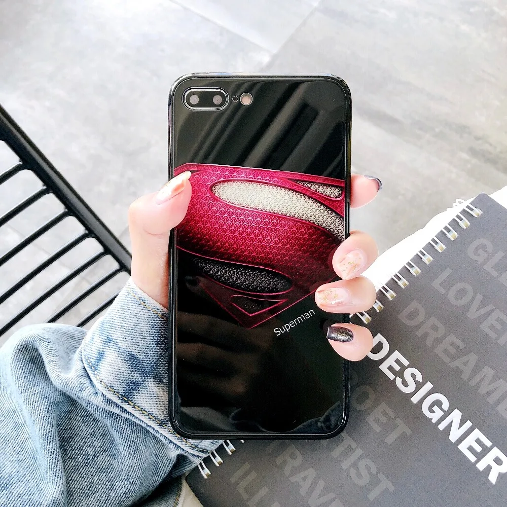 Чехлы для телефонов из закаленного стекла с изображением Мстителей Marvel для iPhone XS MAX XR 10 8 7 6s Plus 7Plus 8Plus чехол с суперменом и логотипом ironman Spiderman