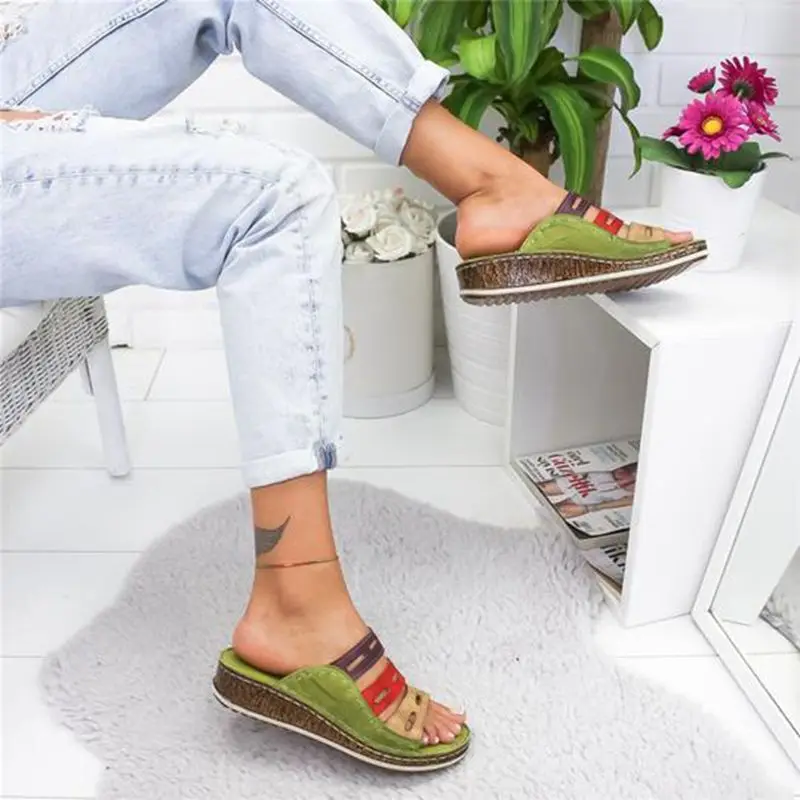 HEFLASHOR New Summer women slippers Rome Retro casual shoes Thick bottom open toe sandals beach slip on slides female