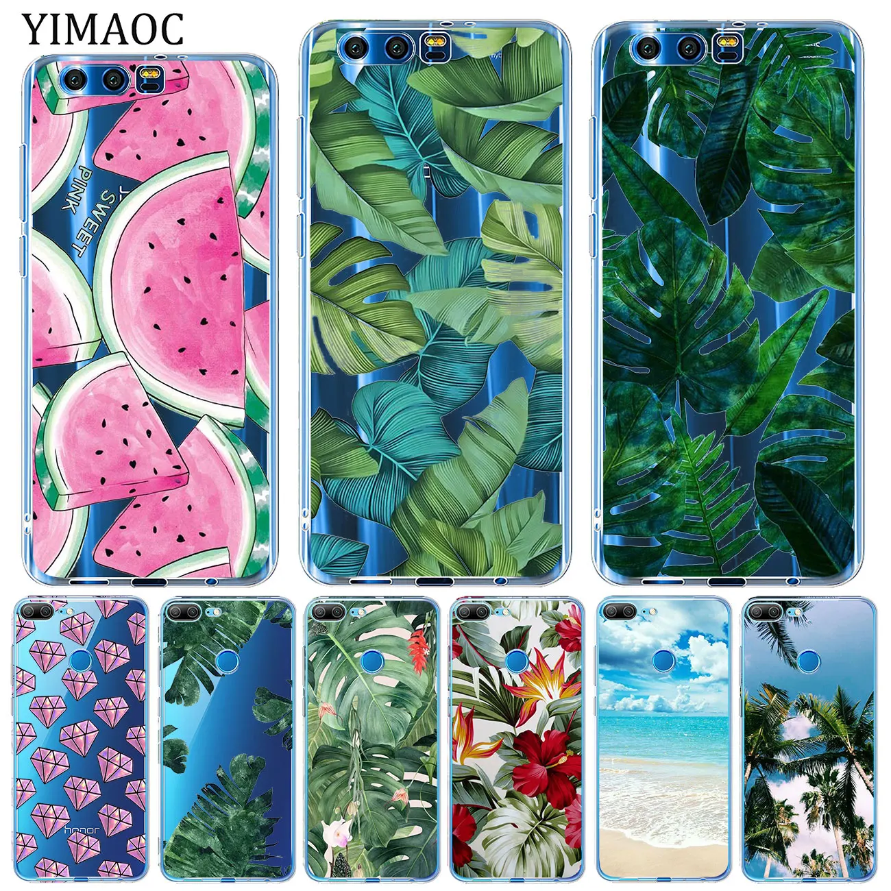

YIMAOC summer flower fruit Tree Soft Silicone Case for Huawei Y9 Y7 Y6 Prime 2018 Honor 8C 8X 8 9 10 Lite 7X 7C 6A 7A Pro