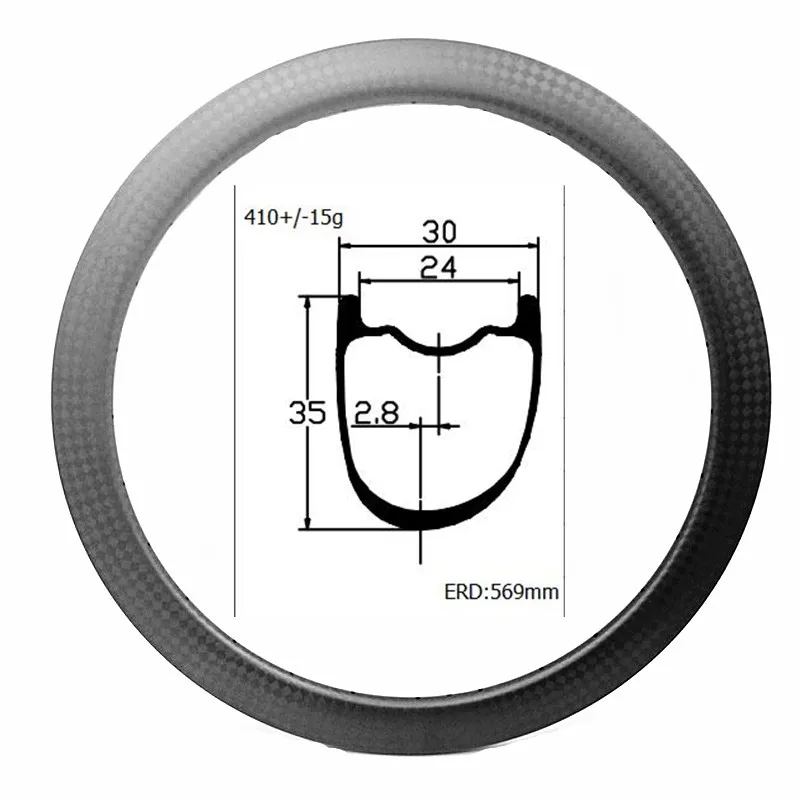 700c дисковый велосипедный дорожный обод 35x30 мм асимметричное бескамерное карбоновое колесо дисковый тормоз дорожный обод 410+/-15 г дисковый тормозной колесо для дорожного байка ERD 569 мм