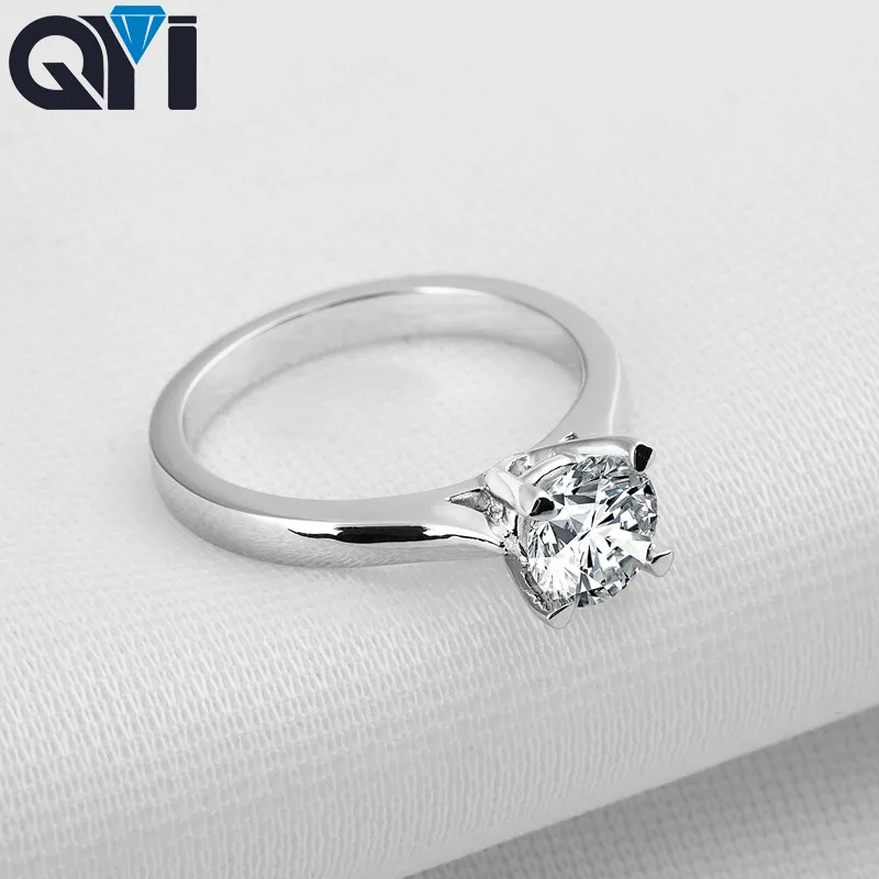 

QYI 925 Sterling Silver Rings 1 ct Round Cut Women Engagement Jewelry Zircon Female Wedding Finger Flower Rings Gift