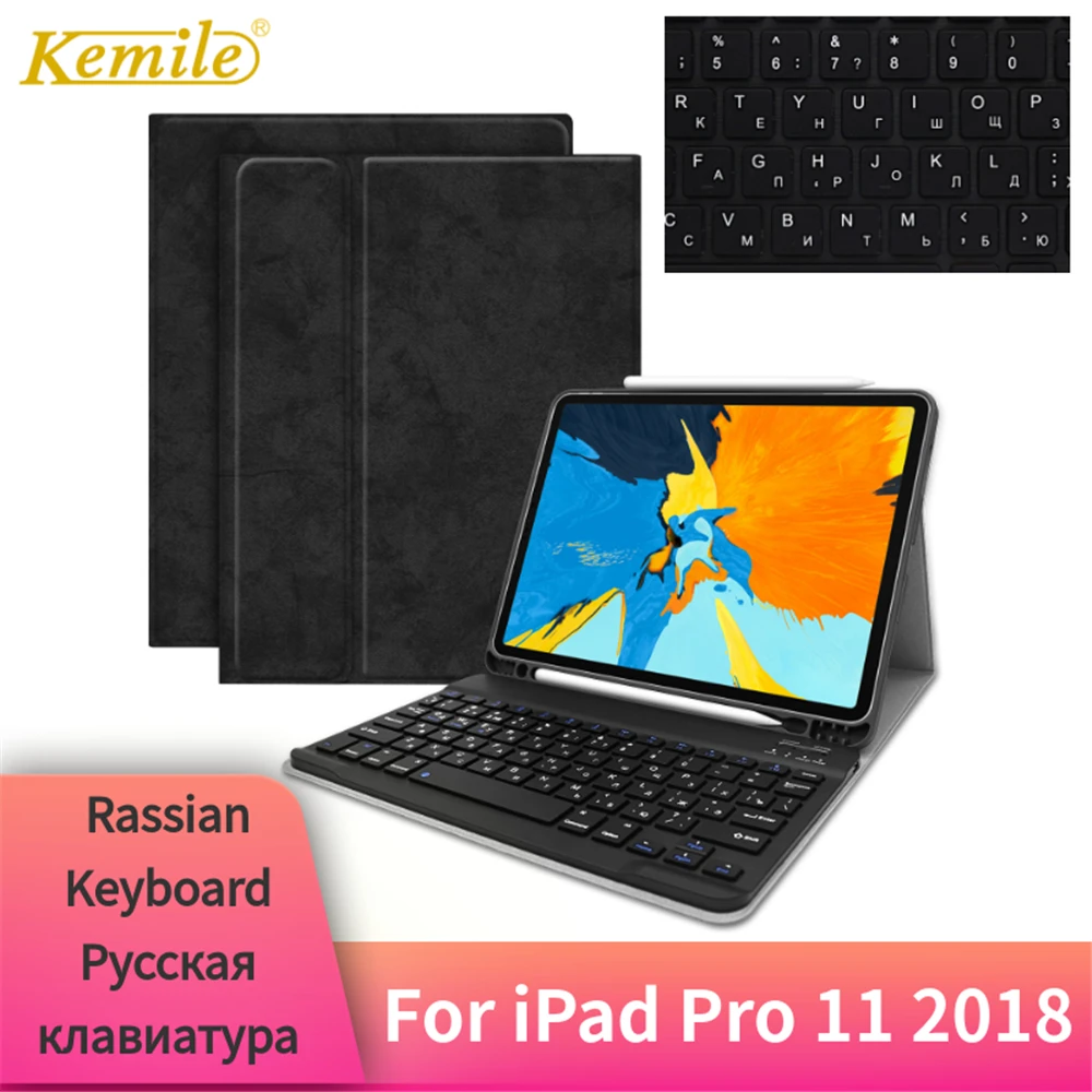Чехол Kemile для iPad Pro 11 2018 с клавиатурой держатель карандаша умный чехол подставка
