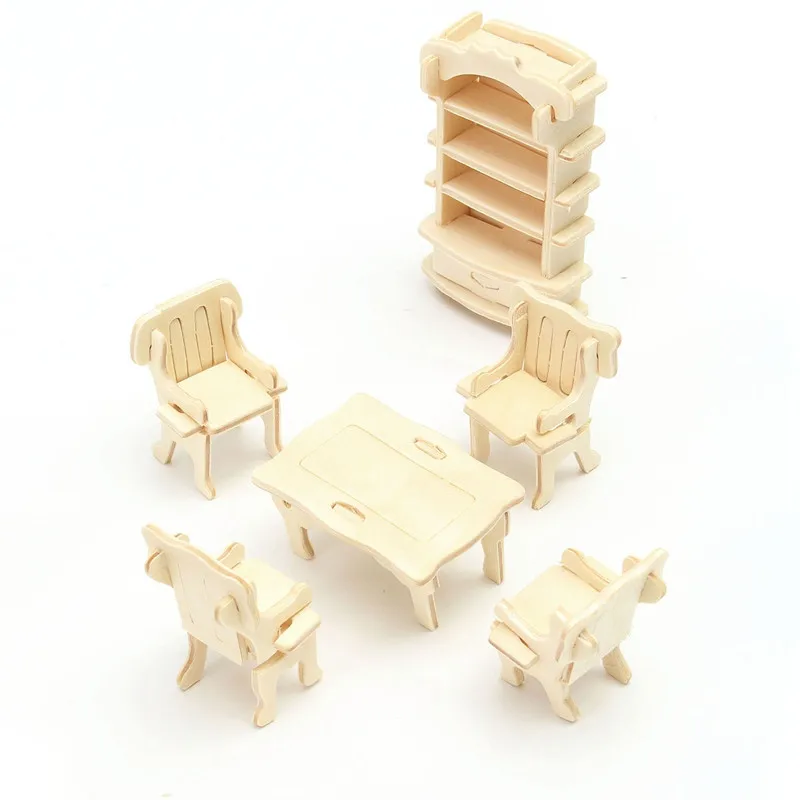 البسيطة 34 قطعة/المجموعة DIY الاطفال التعليمية دمية الأثاث 3D البراعة لغز أطقم منمذجة اليدوية لعب الأطفال هاندووركيد هدية
