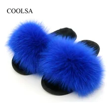 

COOLSA Women's Winter Fox Hair Wool Cotton Slippers Non-slip Warm Cotton Fur Slippers for Women Furry Slippers Plush Slippers