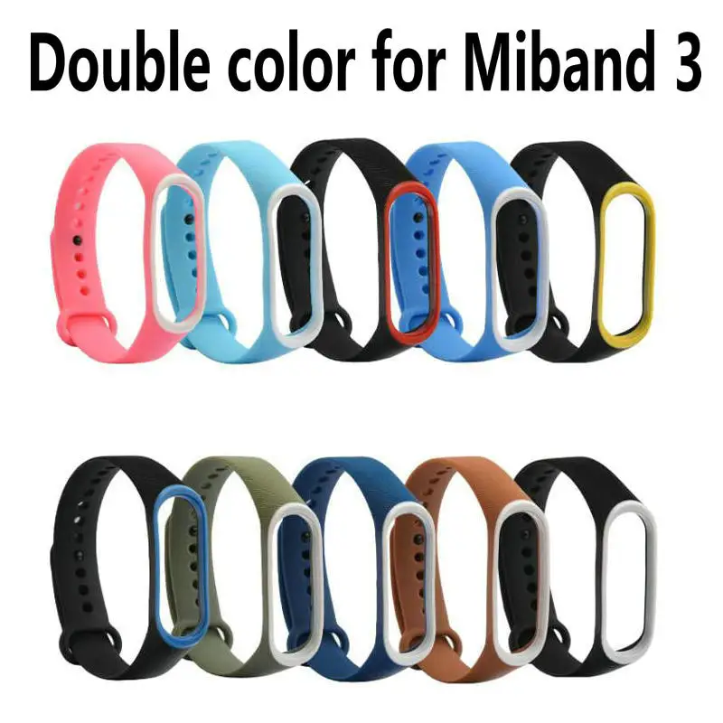 100 шт цветной браслет mi Band 3 4, силиконовый ремешок, двойной цвет, сменный ремешок для часов для Xiaomi mi, 3 браслета