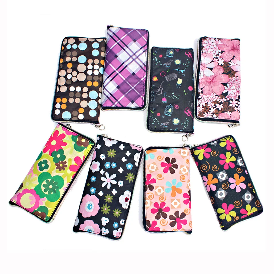 

big Zippered patterned folding fabric shopping bag,many colors mixed sales Eco-friendly durable foldable handle bag