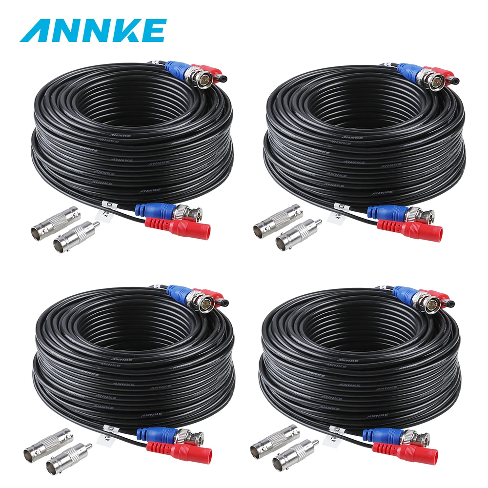 ANNKE 4X100ft 30M Security Camera Video Power Cable Cord BNC RCA Wire for CCTV and DVR in System Surveillance Cables | Безопасность и