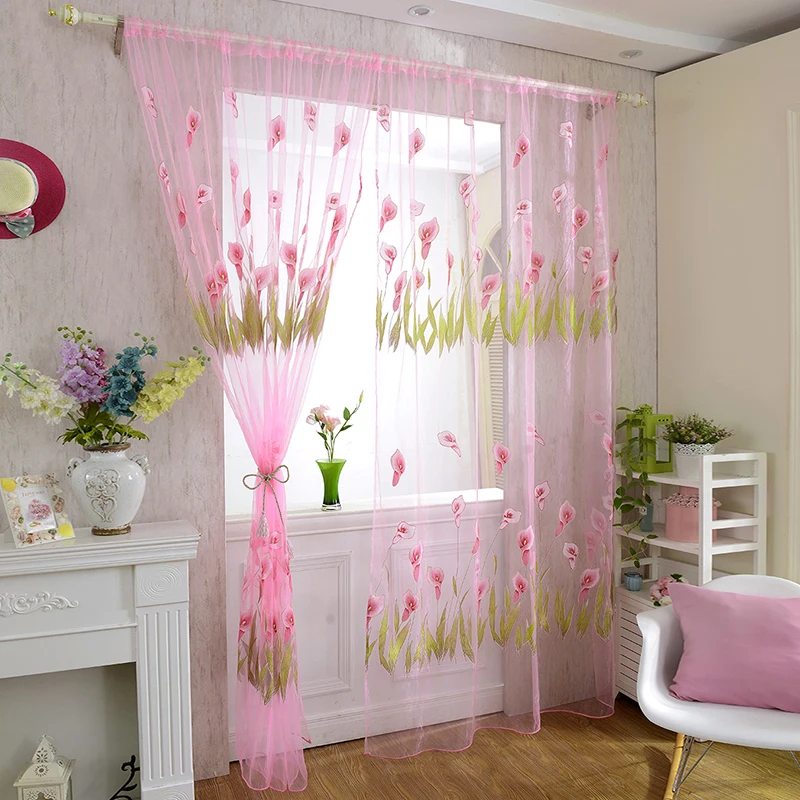 Newest 4 Colors New Calla Flower Curtains Decorated For The Living Room