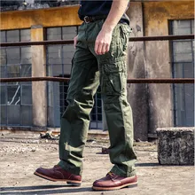 Штаны-карго Для мужчин Повседневное плюс Размеры длинные штаны для мужчин осень-весна с карманами мужские брюки Армейский зеленый A3158