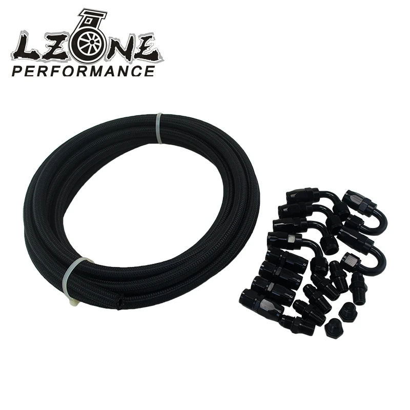 

LZONE - 6 AN Pro's Lite Black Racing Hose Fuel Oil Line 350 PSI 5M+ Hose End Adaptor KIT + NPT PLUG JR7312+SL10NPT-BK