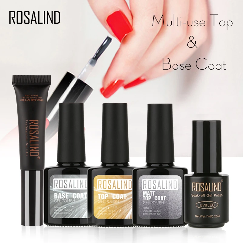 

ROSALIND Multi-use Top & Base Coat Gel 7ML & 8ML & 10ML Nail Polish Nail Art Gel polish UV LED Soak-Off gel lacquer