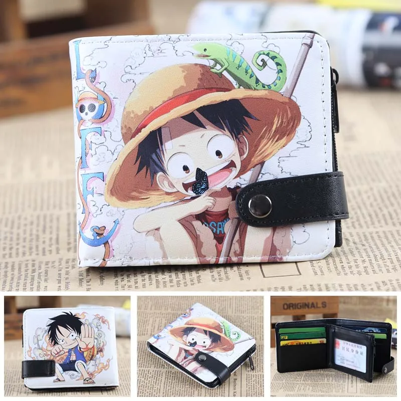 Аниме Феи хвост Chibi Natsu& Lucy PU короткий нулевой кошелек/портмоне/многослойный двойной бумажник на кнопке - Цвет: One Piece 2