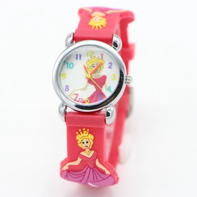 3D Cartoon princess design Children Watches Fashion sport Boys Rubber Silicon Casual Kids Clock High Quatily watch Relojes Relog