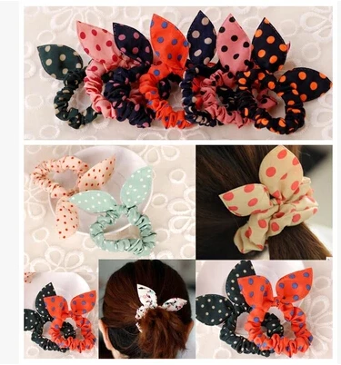 

ta235 New Fashion Hair Band Polka Dot Hair Rope Accessories Necktie Butterfly Accessory Hair for Women Rabbit Ears Hair circle