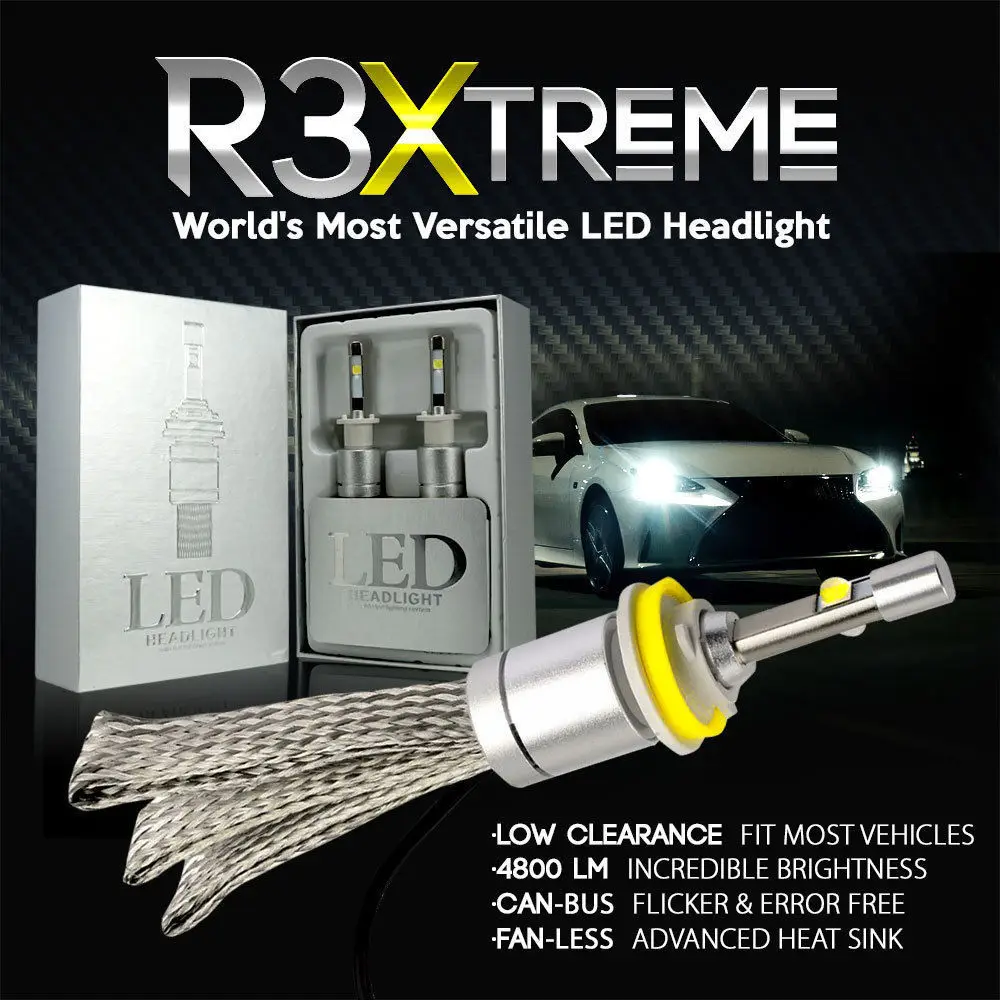 R3 8000K 6000K Car styling LED Headlight Bulb Cree XHP50 chip 9006 9012 H1 H4 H7