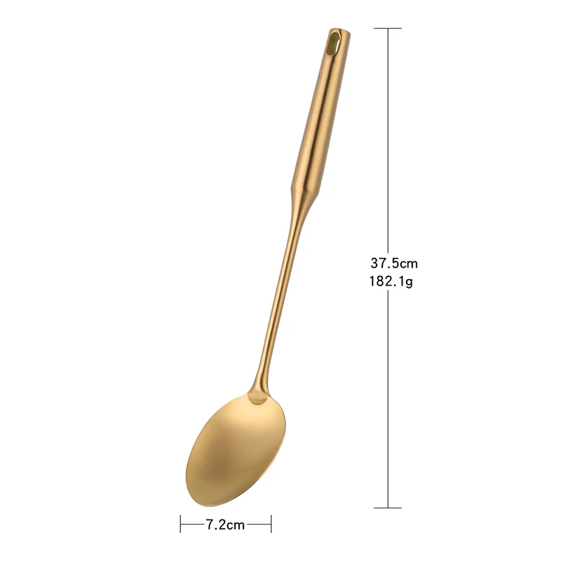 1 шт., кухонный набор из нержавеющей стали с длинной ручкой, Золотая кухонная утварь, совок, ложка, ковш, кухонная утварь, набор кухонной утвари