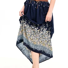 NORMOV длинные юбки для женщин с принтом цветок ромашка шифоновая юбка в пол богемная Saia летний комплект пуловер+ кожаная юбка макси юбка