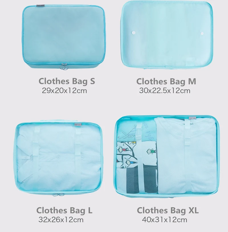 8PCS/Set travel organizer bag High Quality 8 pieces set luggage clothes underwear finish bag travel classification storage bag