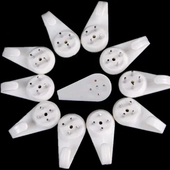 

10pcs/lot Plastic Invisible Wall Mount Picture photo clock frame hook hanger seamless needle nail home decor White