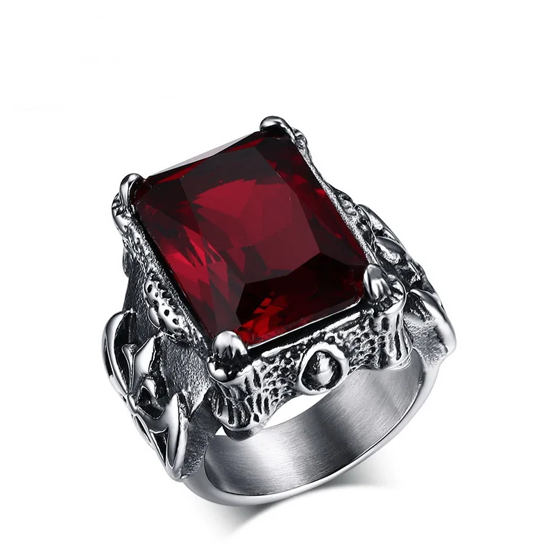 

316L Stainless steel Gothic Crown Rings Vintage Style Fashion Jewelry For Men Jewelry Men's Ring With Stone Square ring Gem