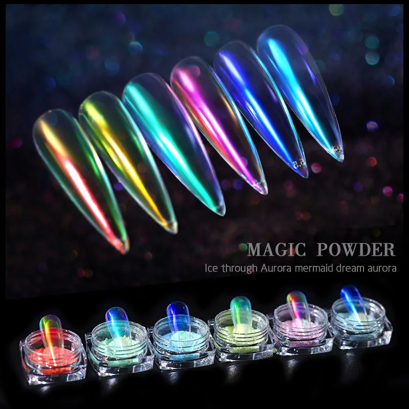 

0.2g Ice Transparent Chrome Nail Powder Glitter Mermaid Mirror Powder Nail Art Decorations Manicure UV Gel Polish Pigment New