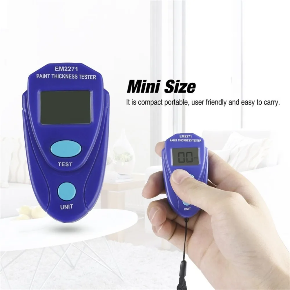 

EM2271 Mini Coating Digital Painting Thickness Tester Meter Mini LCD Automotive Data Hold Car Coating Thickness Gauge Hot