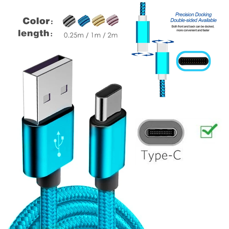 

USB C Type C Fast Charge Data Cable For Xiaomi mi9 mi8 se POCOPHONE F1 BLACK SHARK 2 Nylon Fast Charging Origin Long Wire Cord