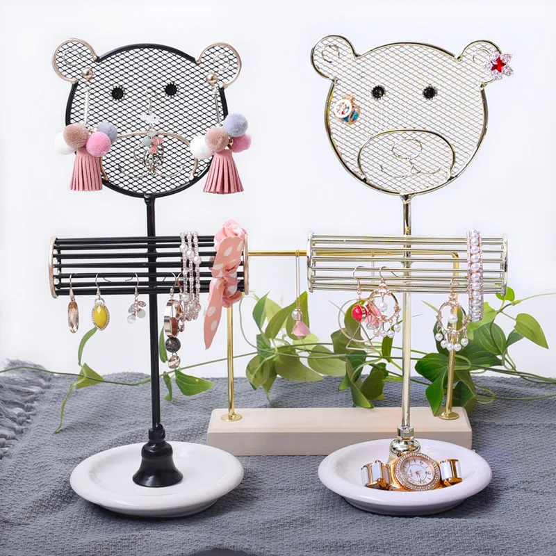 

Animal Jewelry Rack Ear Nail Receiving Plate Iron Earrings Display Rack Bracelet Rack Creative Jewelry Organizer Display Stand